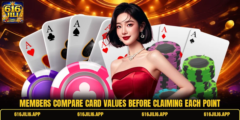 Members compare card values before claiming each point