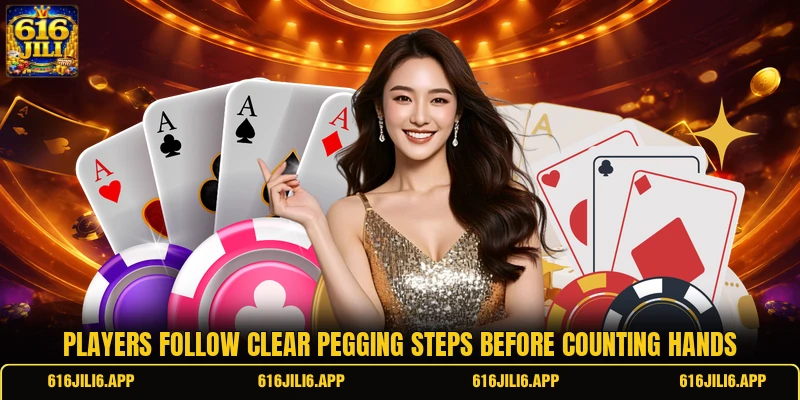 Players follow clear pegging steps before counting hands
