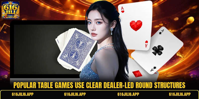 Popular table games use clear dealer-led round structures