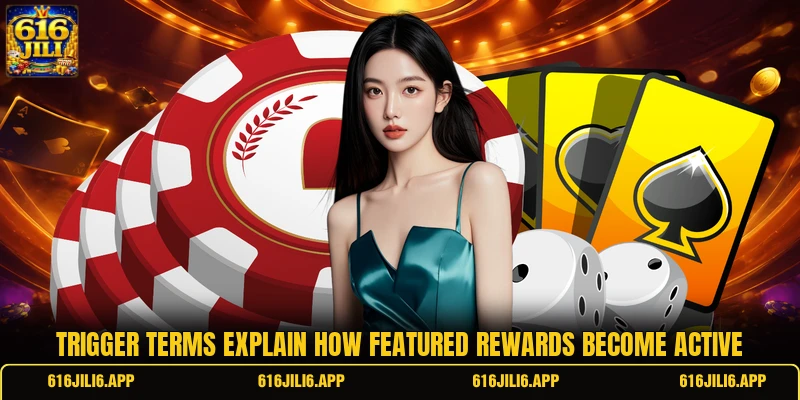 Trigger terms explain how featured rewards become active